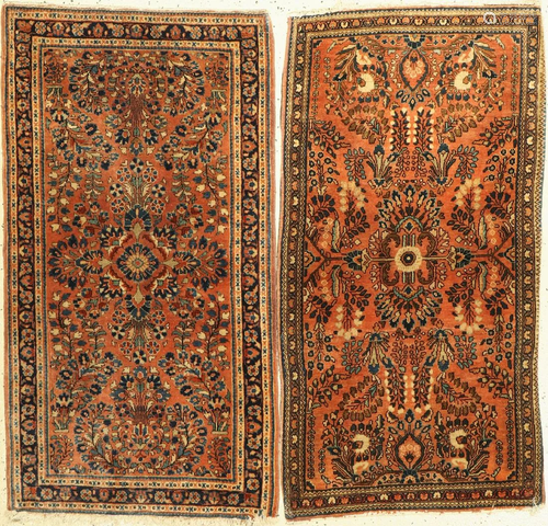 Mixed lot, two Saruk, antique around 1910, approx. 125