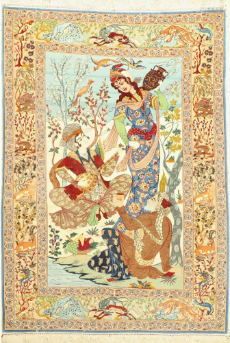 Isfahan fine, Persia, around 1950, wool with and on