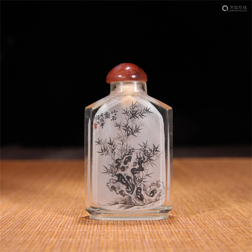 A Inside Painting Bamboo Peking Glass Snuff Bottle