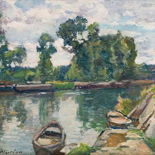 Marcel PARTURIER (1901-1976) Le canal du Loing, 1943. Huile ...