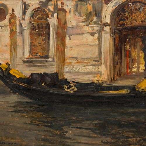 Raymond ALLEGRE (1857-1933) Palais Dario, Venise, 1903. Huil...