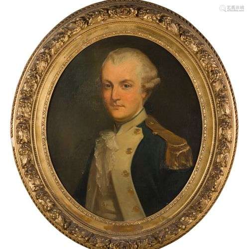 ÉCOLE DU XIXe SIECLE Portrait de militaire en ovale. Huile s...