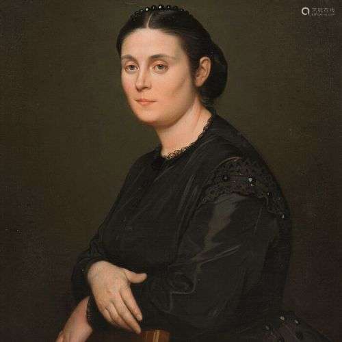 Romain CAZES (1810-1881) Portrait de femme. Huile sur toile,...
