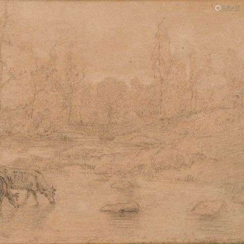 Théodore ROUSSEAU (1812-1867) Vaches s'abreuvant, rivière du...