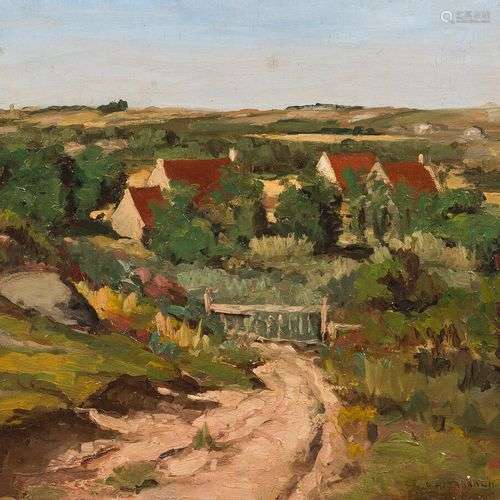 Georges SABBAGH (1887-1951) Hameau en Bretagne. Huile sur to...