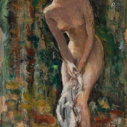 Georges SABBAGH (1887-1951) Baigneuse. Huile sur toile marou...