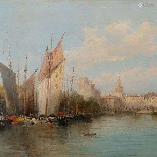GODCHAUX (XIX-XXe) Le port de La Rochelle. Huile sur toile. ...
