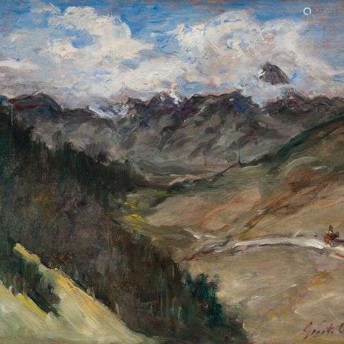 Gustave Henri COLIN (1828-1910) Paysage animé, Pyrénées. Hui...
