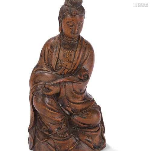 STATUETTE DE GUANYIN EN BOIS SCULPTE Chine, XIXème/XXème siè...