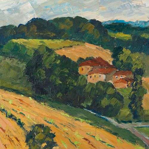 R. MARTRINCHARD (XXe) Paysage de campagne. Huile sur panneau...