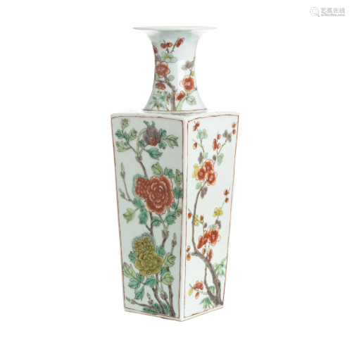 Chinese porcelain 'famille verte' square vase, Guangxu