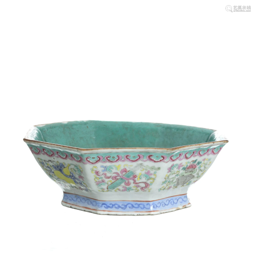 Chinese porcelain Daoist octagonal bowl, Tongzhi