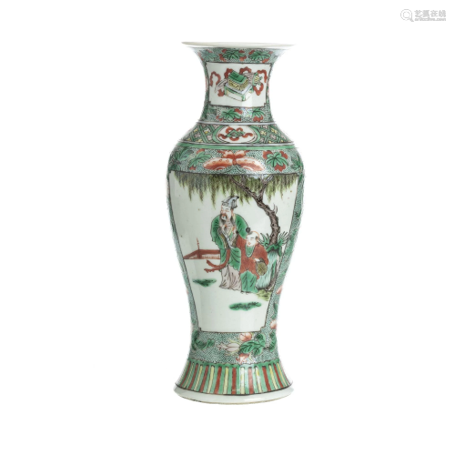 Chinese porcelain famille verte vase, Guangxu