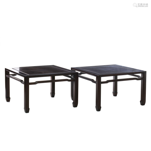 Pair of Chinese sofa front tables, Minguo