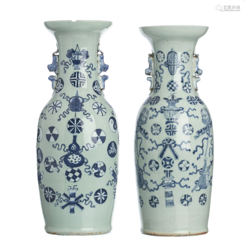 Two Chinese porcelain 'daoist emblem' vases, Tongzhi
