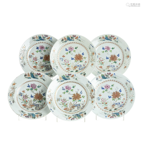 Set of six Chinese porcelain plates, Qianlong