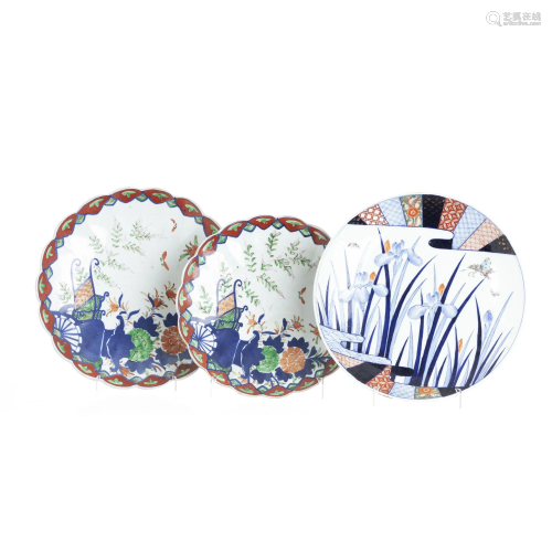 Three Imari porcelain plates