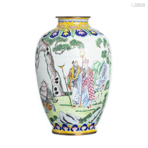 Canton enamel 'deities' vase, Republic