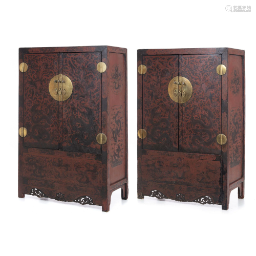 Pair of Chinese Coromandel lacquered cabinets