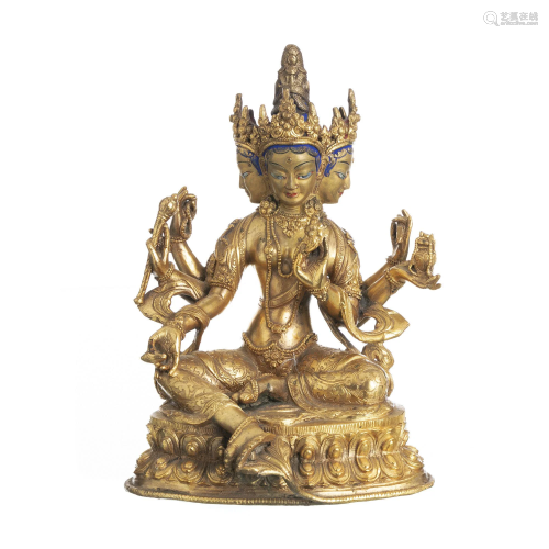 Bodhisattva Vasudhara in gilded bronze