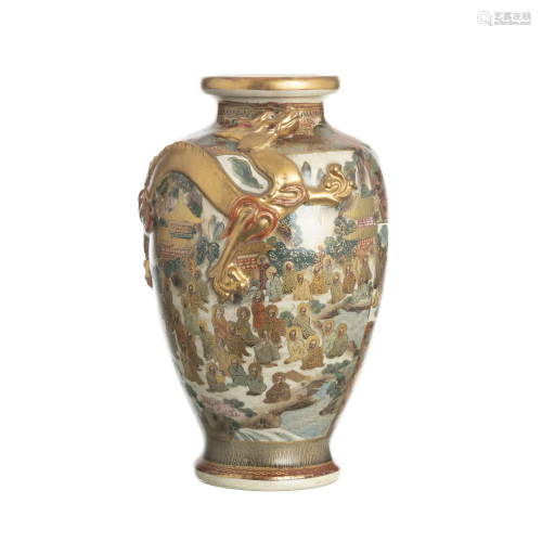 Japanese luohan ceramic vase, Satsuma