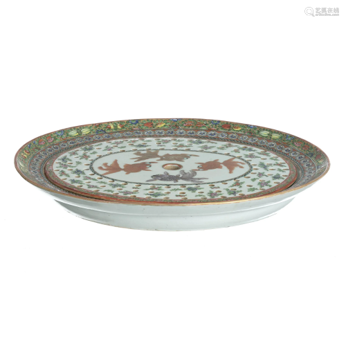 Chinese porcelain 'carp' fish platter