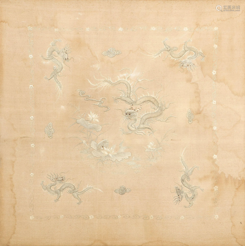 Chinese silk embroidery with dragons