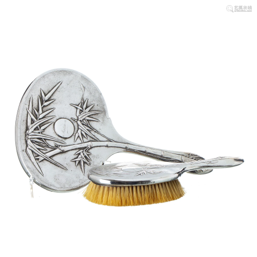 LAINCHANG - Chinese silver hair brush and hand mirror