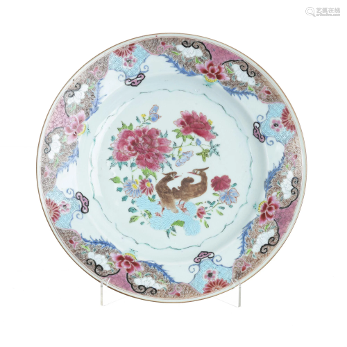 Large plate 'ducks' in Chinese porcelain, Yongzheng