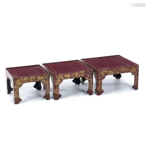 Three Japanese lacqueur stacking tables