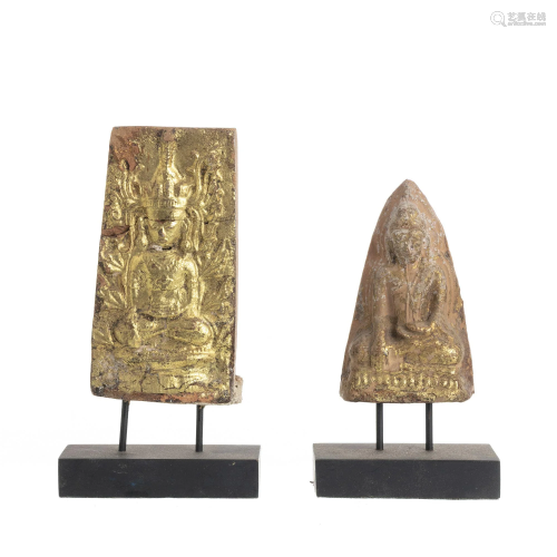Two Burma votive Buddha terracotta plaques