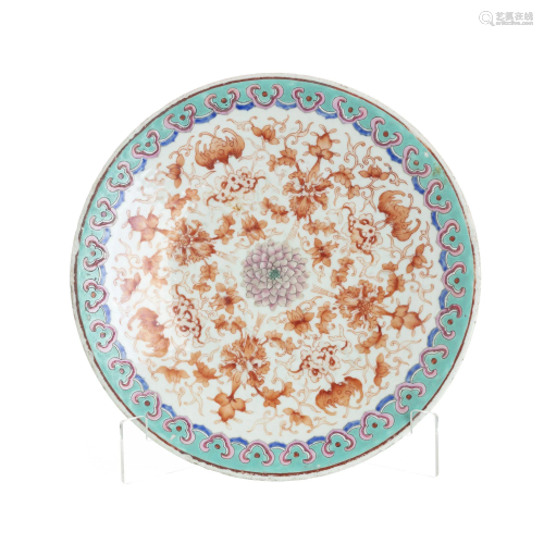 Chinese porcelain 'bats & lotus' plate, Guangxu