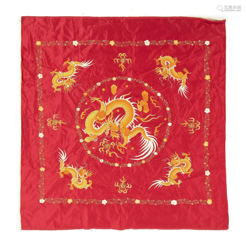 Chinese silk embroidery with dragons