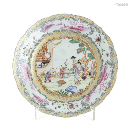 Chinese Mandarin Porcelain Plate, Qianlong