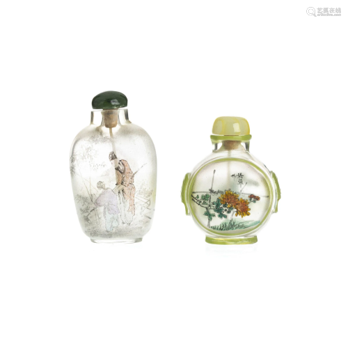 Two snuff bottles in pinned glass