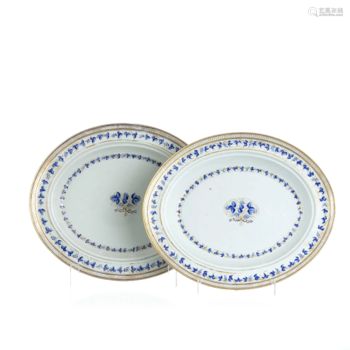 Pair of deep Chinese porcelain platters, Jiaqing