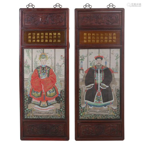 Pair of Chinese Ancestor panels