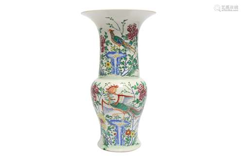 A CHINESE FAMILLE ROSE YENYEN 'BIRDS AND FLOWERS' VASE.