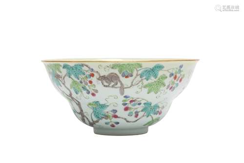 A CHINESE OGEE 'SQUIRRELS AND GRAPES' BOWL.