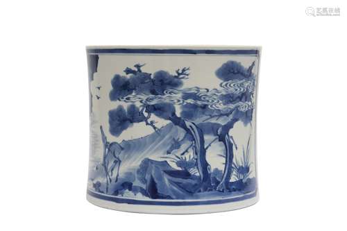 A CHINESE BLUE AND WHITE BRUSH POT, BITONG.