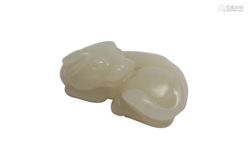 A CHINESE WHITE JADE CARVING OF AN OX.