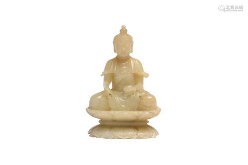 A CHINESE SOAPSTONE FIGURE OF A BUDDHA.