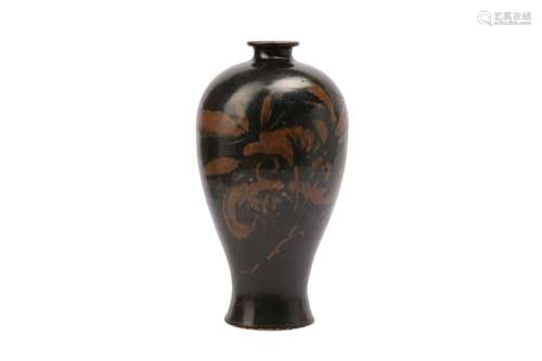 A CHINESE BLACK-GLAZED CIZHOU-STYLE VASE, MEIPING.