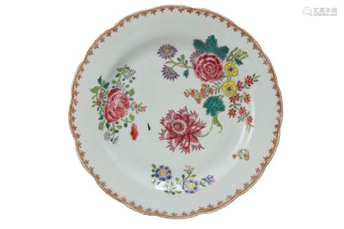 A CHINESE FAMILLE ROSE 'BLOSSOMS' DISH.