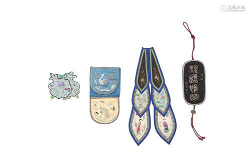 A SMALL COLLECTION OF CHINESE EMBROIDERIES.