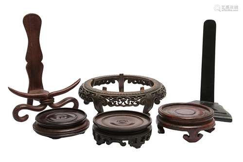 SIX CHINESE WOOD STANDS.