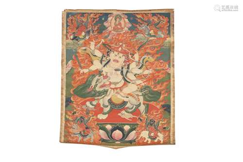 A TIBETAN THANGKA OF PEHAR.