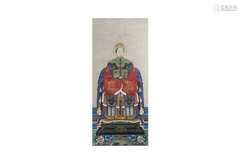 A LARGE CHINESE PORTRAIT OF A COURTESAN.