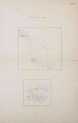 A HAND-DRAWN MAP OF THE ROUTE FROM BOHAI BAY TO YUANMINGYUAN...