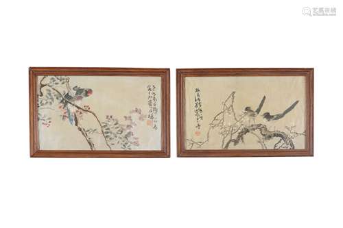 A PAIR OF CHINESE EMBROIDERIES OF BIRDS.